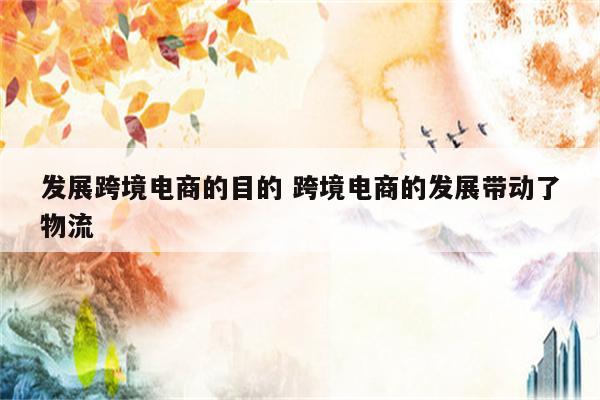 发展跨境电商的目的 跨境电商的发展带动了物流