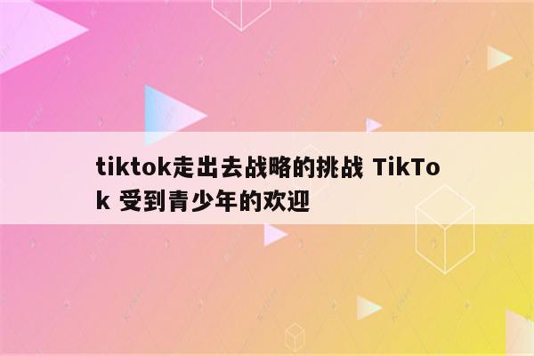 tiktok走出去战略的挑战 TikTok 受到青少年的欢迎