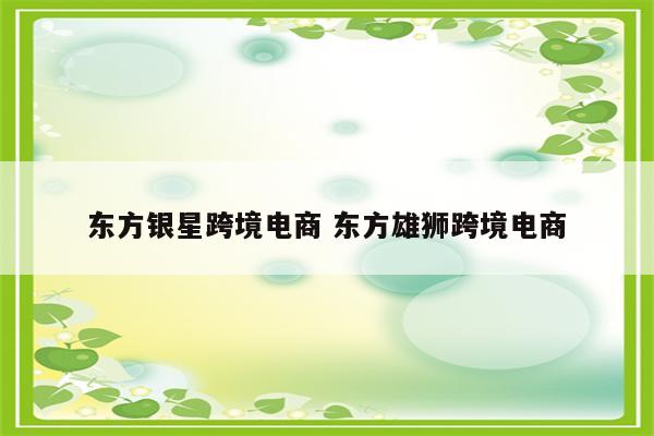 东方银星跨境电商 东方雄狮跨境电商