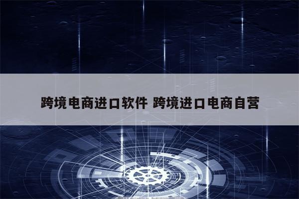 跨境电商进口软件 跨境进口电商自营