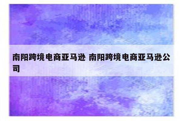 南阳跨境电商亚马逊 南阳跨境电商亚马逊公司