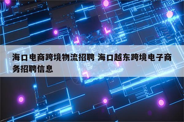 海口电商跨境物流招聘 海口越东跨境电子商务招聘信息