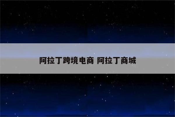 阿拉丁跨境电商 阿拉丁商城