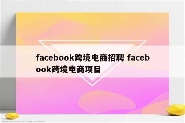 facebook跨境电商招聘 facebook跨境电商项目
