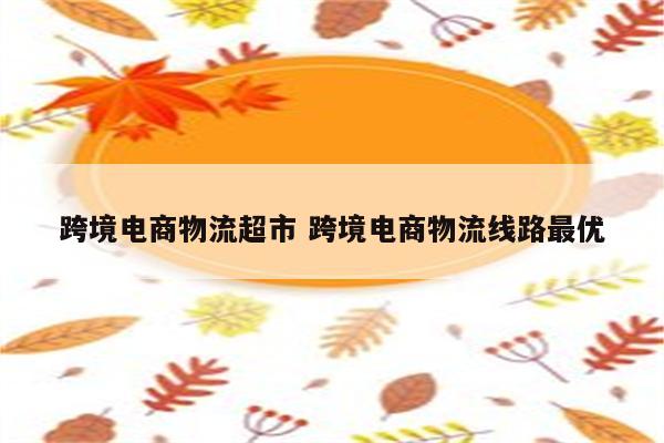 跨境电商物流超市 跨境电商物流线路最优
