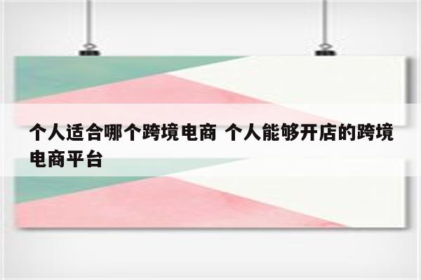 个人适合哪个跨境电商 个人能够开店的跨境电商平台