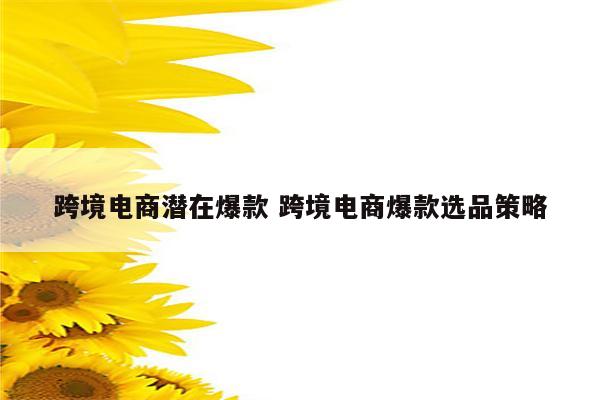 跨境电商潜在爆款 跨境电商爆款选品策略
