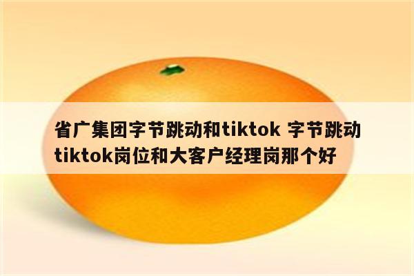 省广集团字节跳动和tiktok 字节跳动tiktok岗位和大客户经理岗那个好