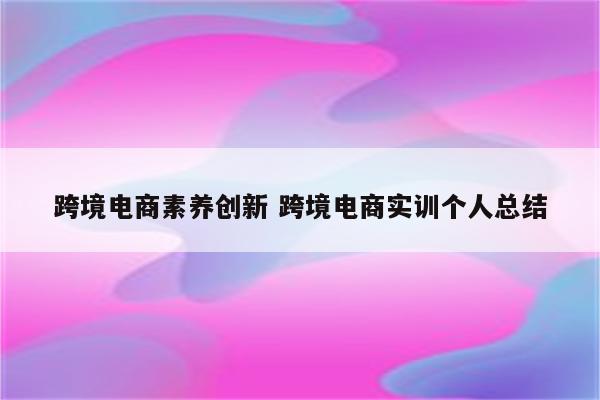 跨境电商素养创新 跨境电商实训个人总结