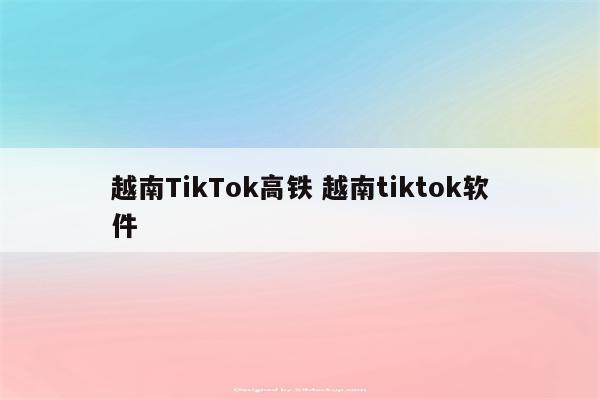 越南TikTok高铁 越南tiktok软件