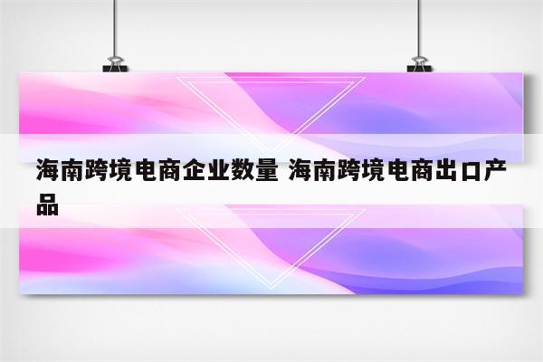 海南跨境电商企业数量 海南跨境电商出口产品