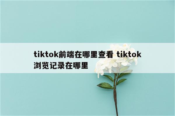 tiktok前端在哪里查看 tiktok浏览记录在哪里