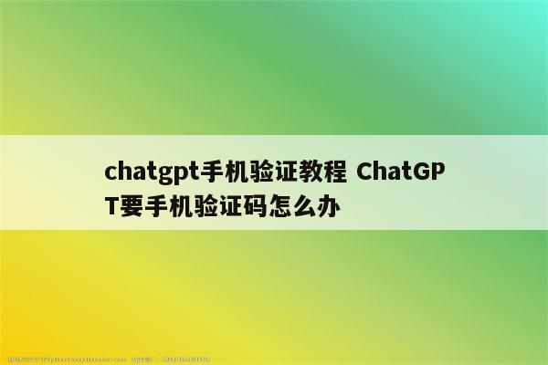 chatgpt手机验证教程 ChatGPT要手机验证码怎么办