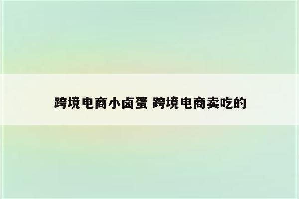 跨境电商小卤蛋 跨境电商卖吃的