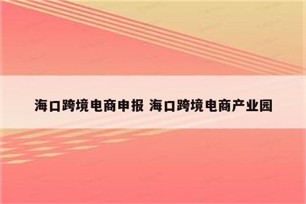 海口跨境电商申报 海口跨境电商产业园