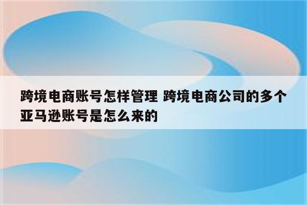 跨境电商账号怎样管理 跨境电商公司的多个亚马逊账号是怎么来的
