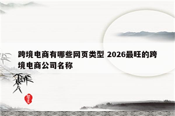 跨境电商有哪些网页类型 2026最旺的跨境电商公司名称