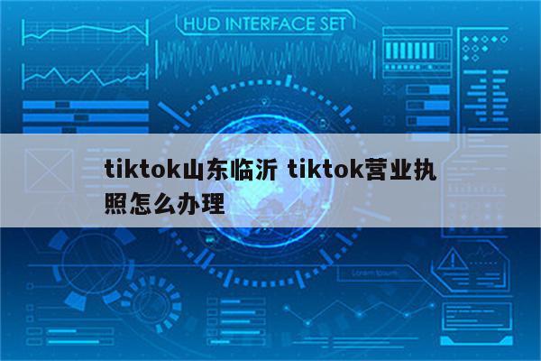tiktok山东临沂 tiktok营业执照怎么办理