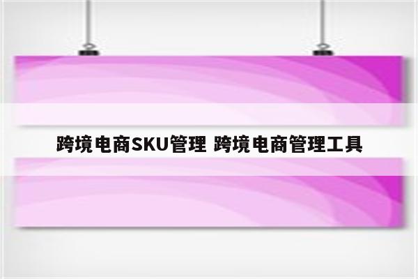 跨境电商SKU管理 跨境电商管理工具