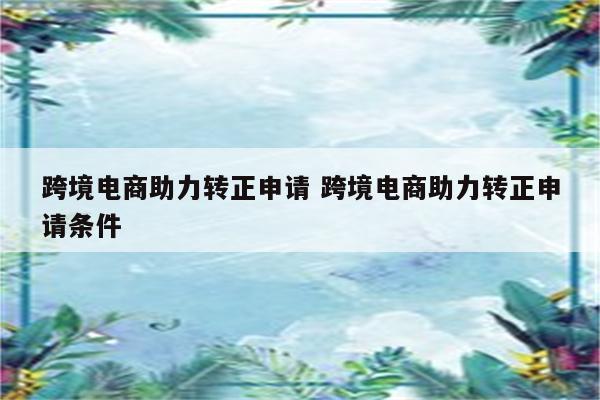 跨境电商助力转正申请 跨境电商助力转正申请条件