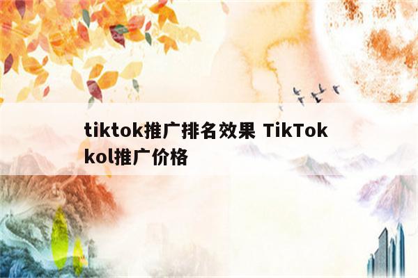 tiktok推广排名效果 TikTok kol推广价格
