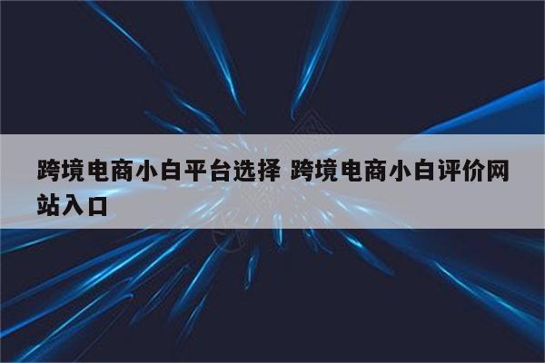 跨境电商小白平台选择 跨境电商小白评价网站入口