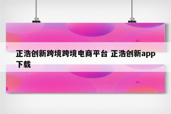 正浩创新跨境跨境电商平台 正浩创新app下载