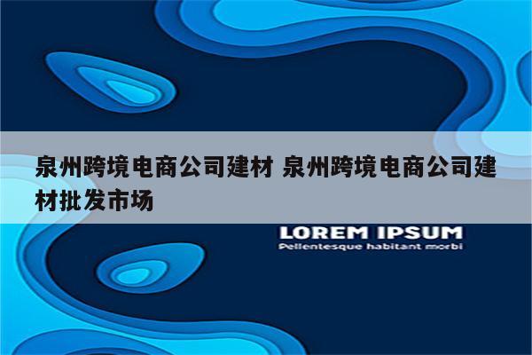 泉州跨境电商公司建材 泉州跨境电商公司建材批发市场