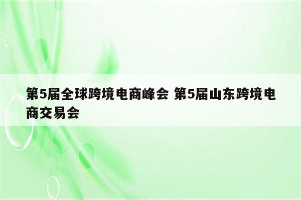 第5届全球跨境电商峰会 第5届山东跨境电商交易会