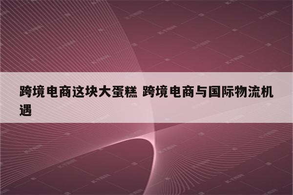 跨境电商这块大蛋糕 跨境电商与国际物流机遇