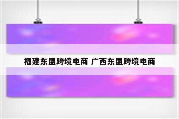 福建东盟跨境电商 广西东盟跨境电商