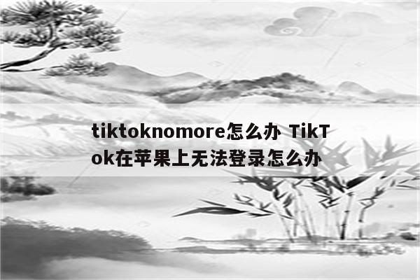 tiktoknomore怎么办 TikTok在苹果上无法登录怎么办