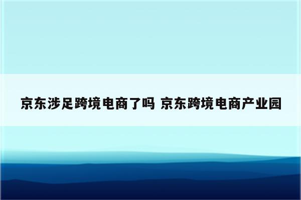 京东涉足跨境电商了吗 京东跨境电商产业园