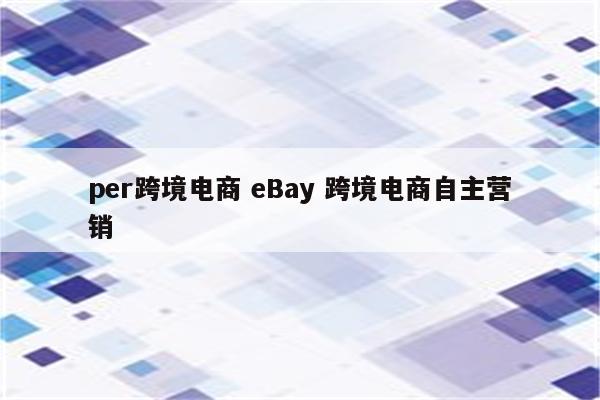 per跨境电商 eBay 跨境电商自主营销
