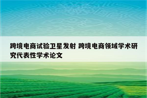 跨境电商试验卫星发射 跨境电商领域学术研究代表性学术论文