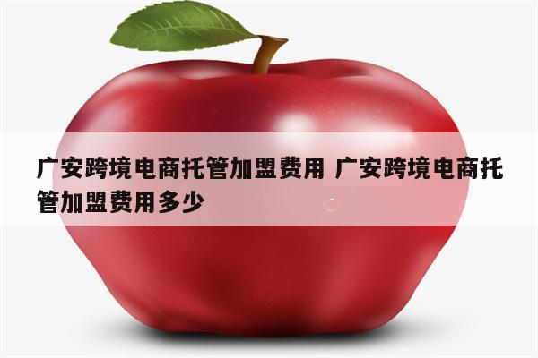 广安跨境电商托管加盟费用 广安跨境电商托管加盟费用多少