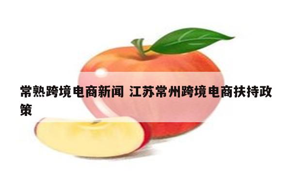 常熟跨境电商新闻 江苏常州跨境电商扶持政策
