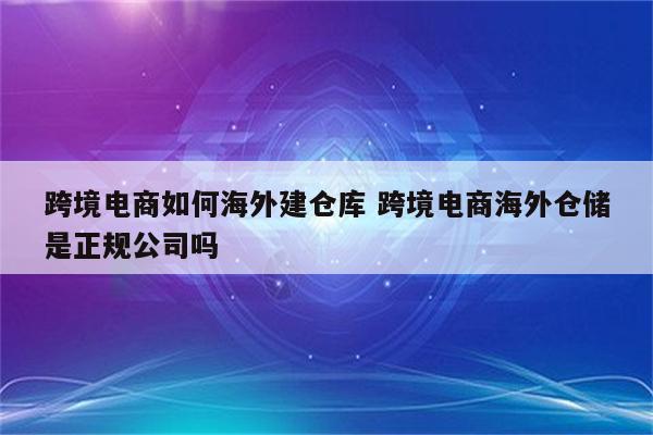 跨境电商如何海外建仓库 跨境电商海外仓储是正规公司吗