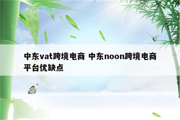 中东vat跨境电商 中东noon跨境电商平台优缺点