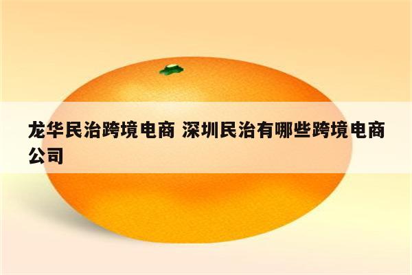 龙华民治跨境电商 深圳民治有哪些跨境电商公司