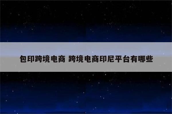 包印跨境电商 跨境电商印尼平台有哪些