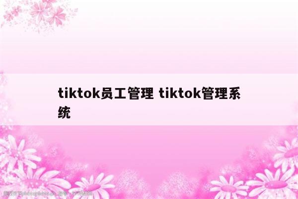 tiktok员工管理 tiktok管理系统