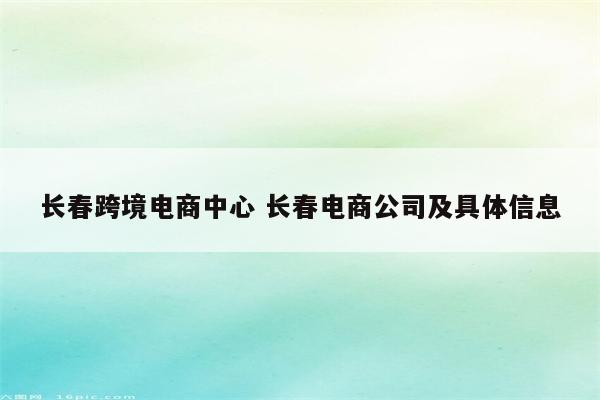长春跨境电商中心 长春电商公司及具体信息
