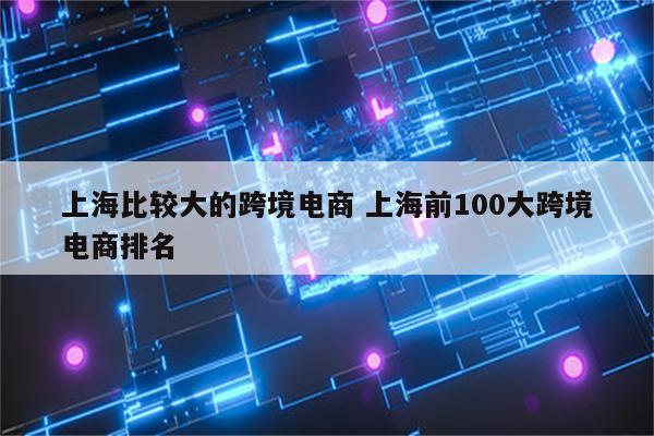 上海比较大的跨境电商 上海前100大跨境电商排名