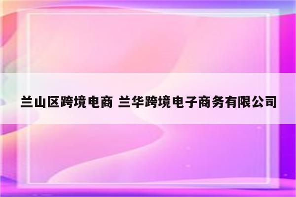 兰山区跨境电商 兰华跨境电子商务有限公司