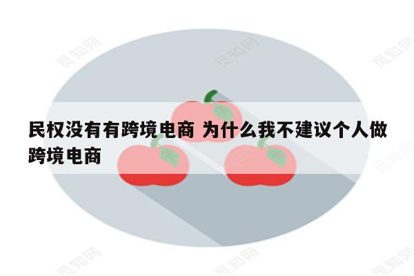 民权没有有跨境电商 为什么我不建议个人做跨境电商