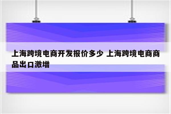 上海跨境电商开发报价多少 上海跨境电商商品出口激增