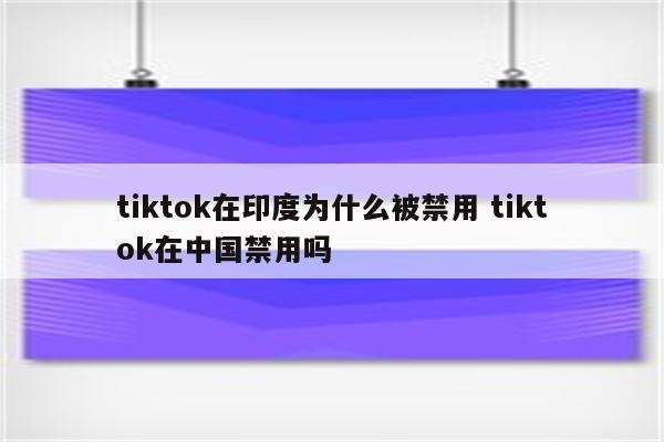 tiktok在印度为什么被禁用 tiktok在中国禁用吗