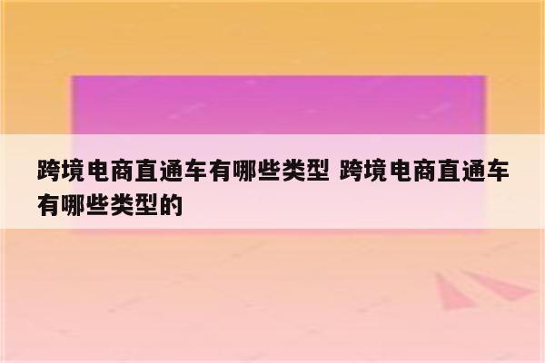 跨境电商直通车有哪些类型 跨境电商直通车有哪些类型的