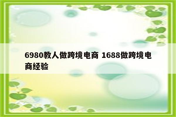 6980教人做跨境电商 1688做跨境电商经验